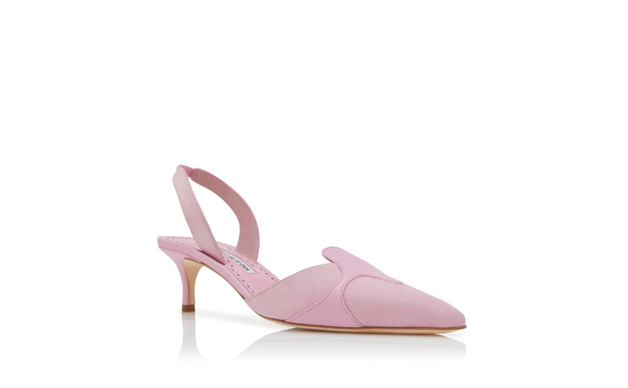 Pink Suede Slingback Pumps - 3