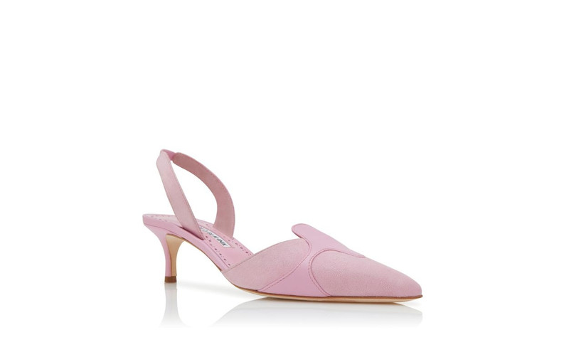 Pink Suede Slingback Pumps 3