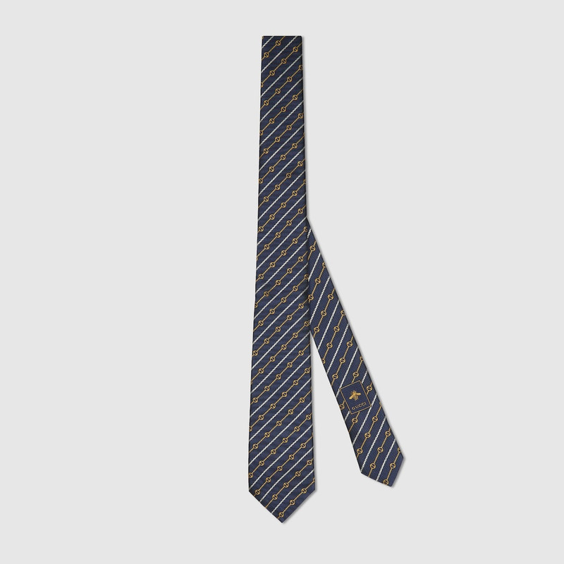 Round Interlocking G rope silk tie 1