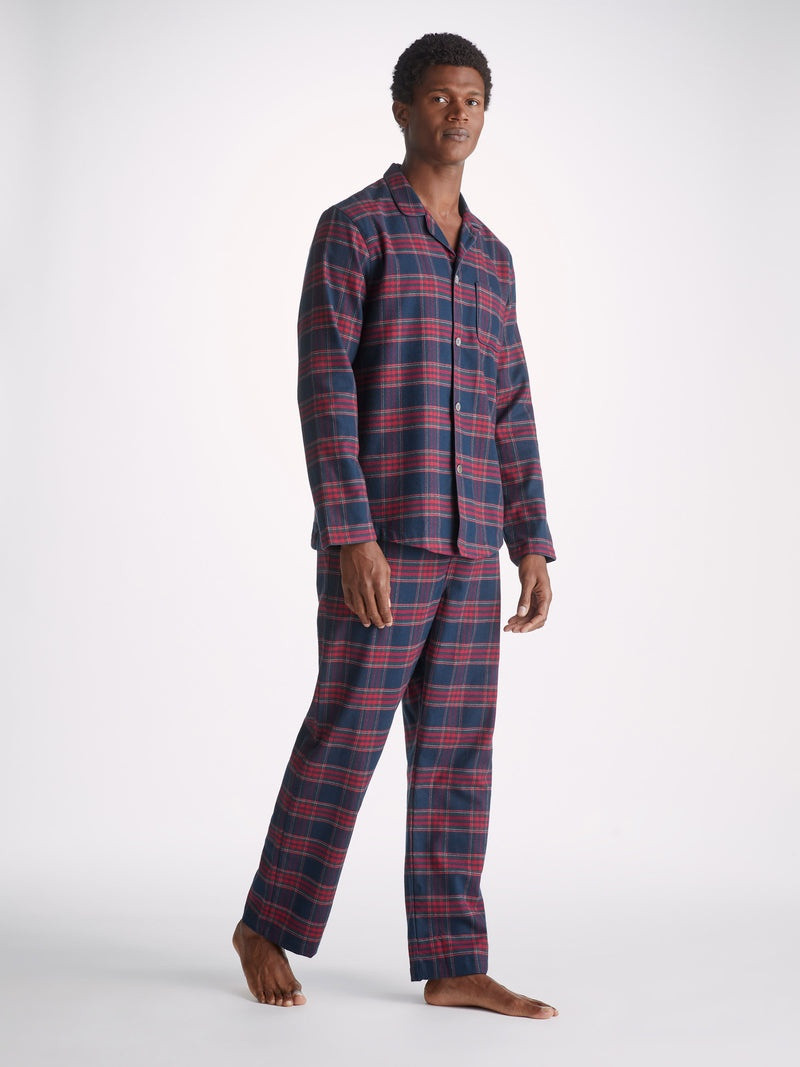 Derek Rose Men's Modern Fit Pyjamas Kelburn 36 Brushed Cotton Multi outlook