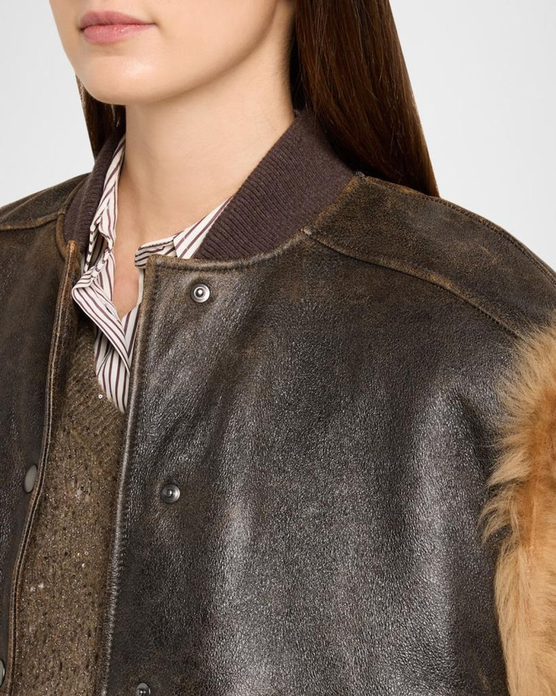 Lamb Shearling Trim Vintage Aviator Vest 5