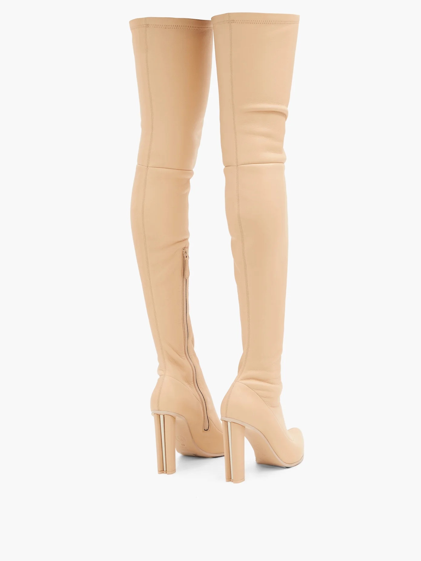 Point-toe leather over-the-knee boots - 5