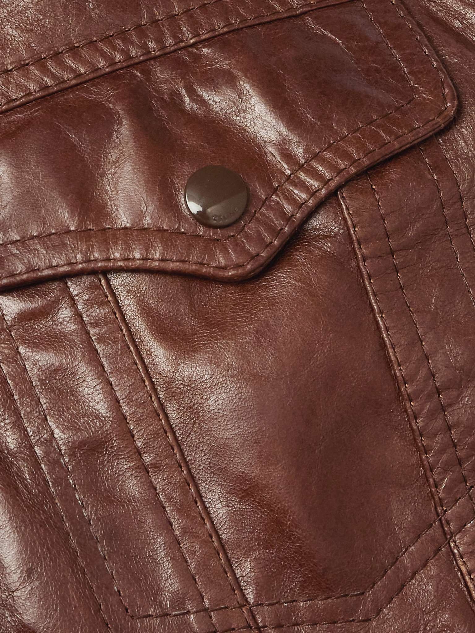 Slim-Fit Textured-Leather Trucker Jacket - 3