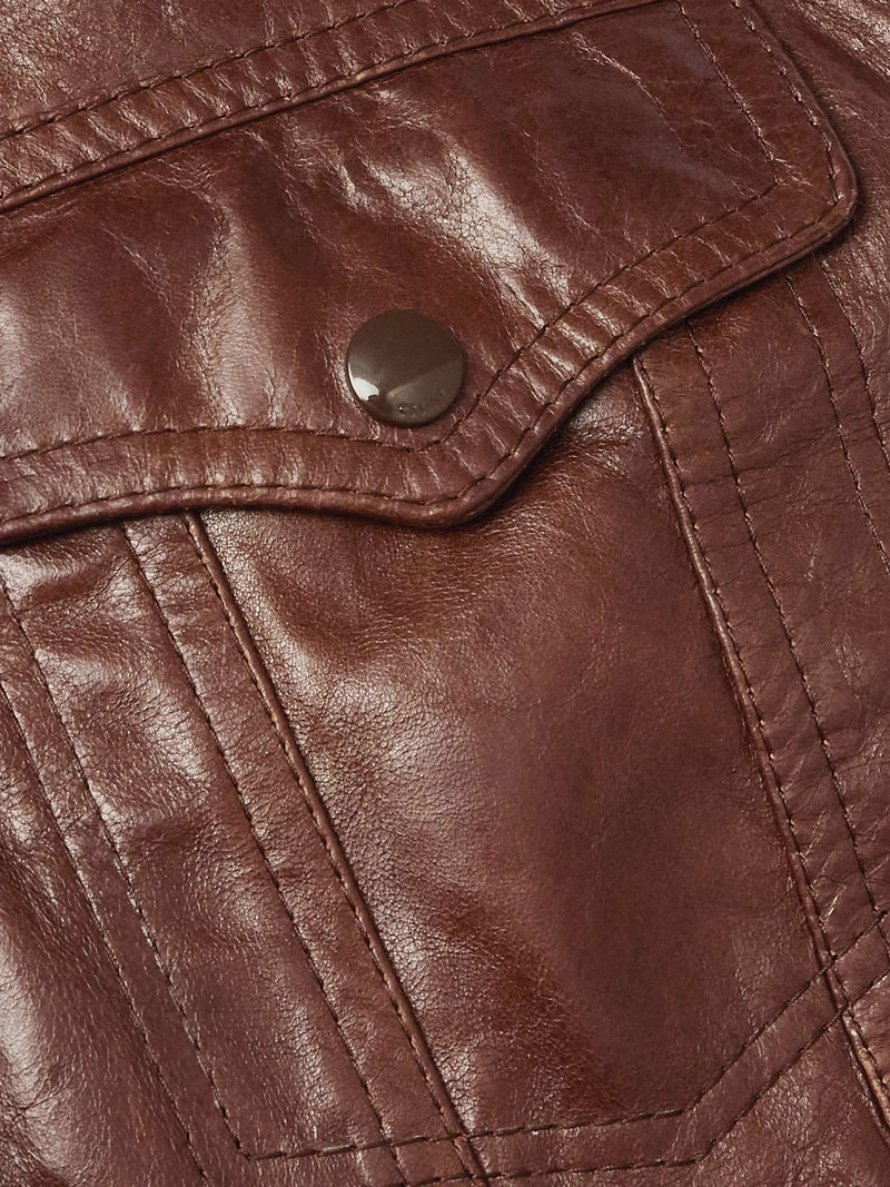 Slim-Fit Textured-Leather Trucker Jacket 3