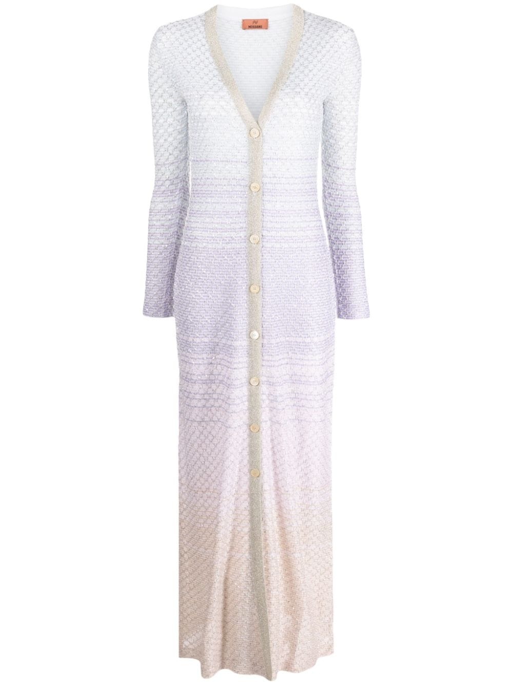 sequin-embellished mesh maxi cardigan - 1