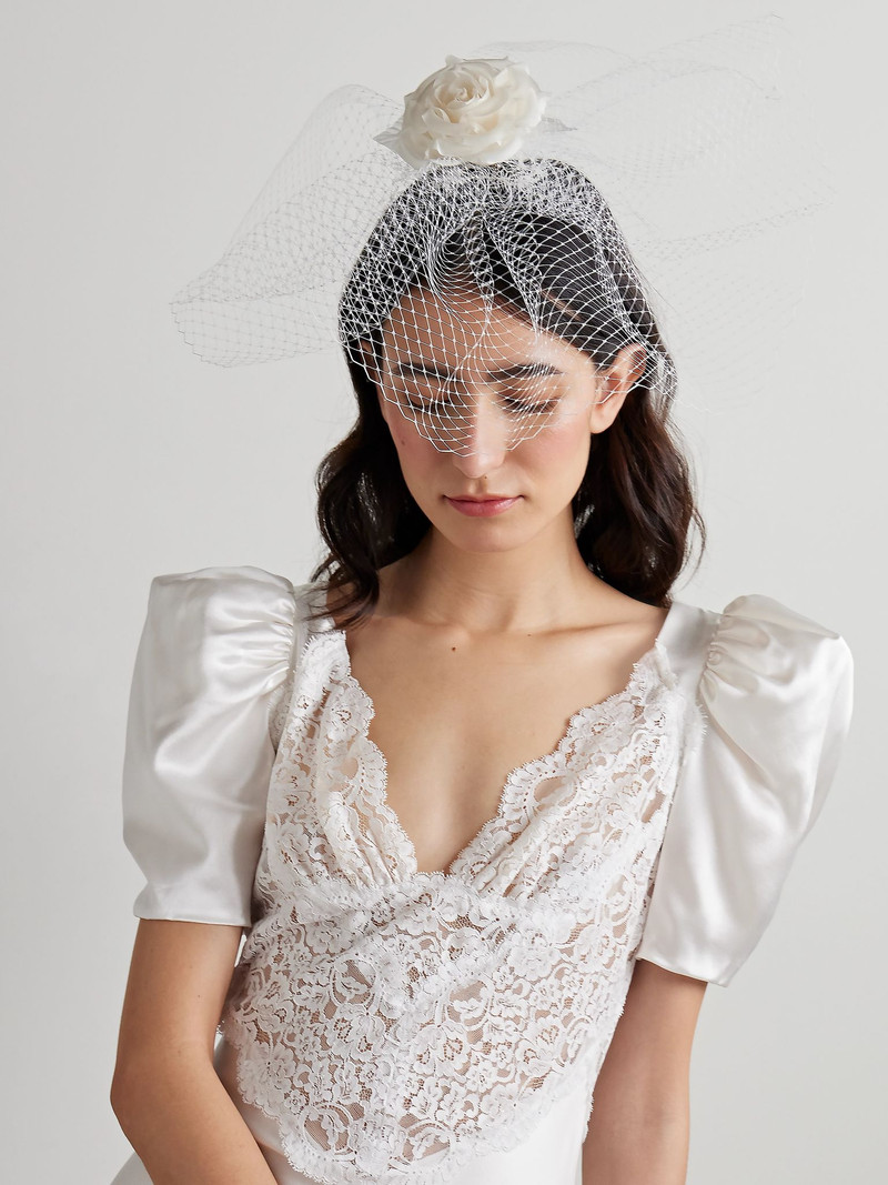 RODARTE Embellished silk-tulle veil White outlook