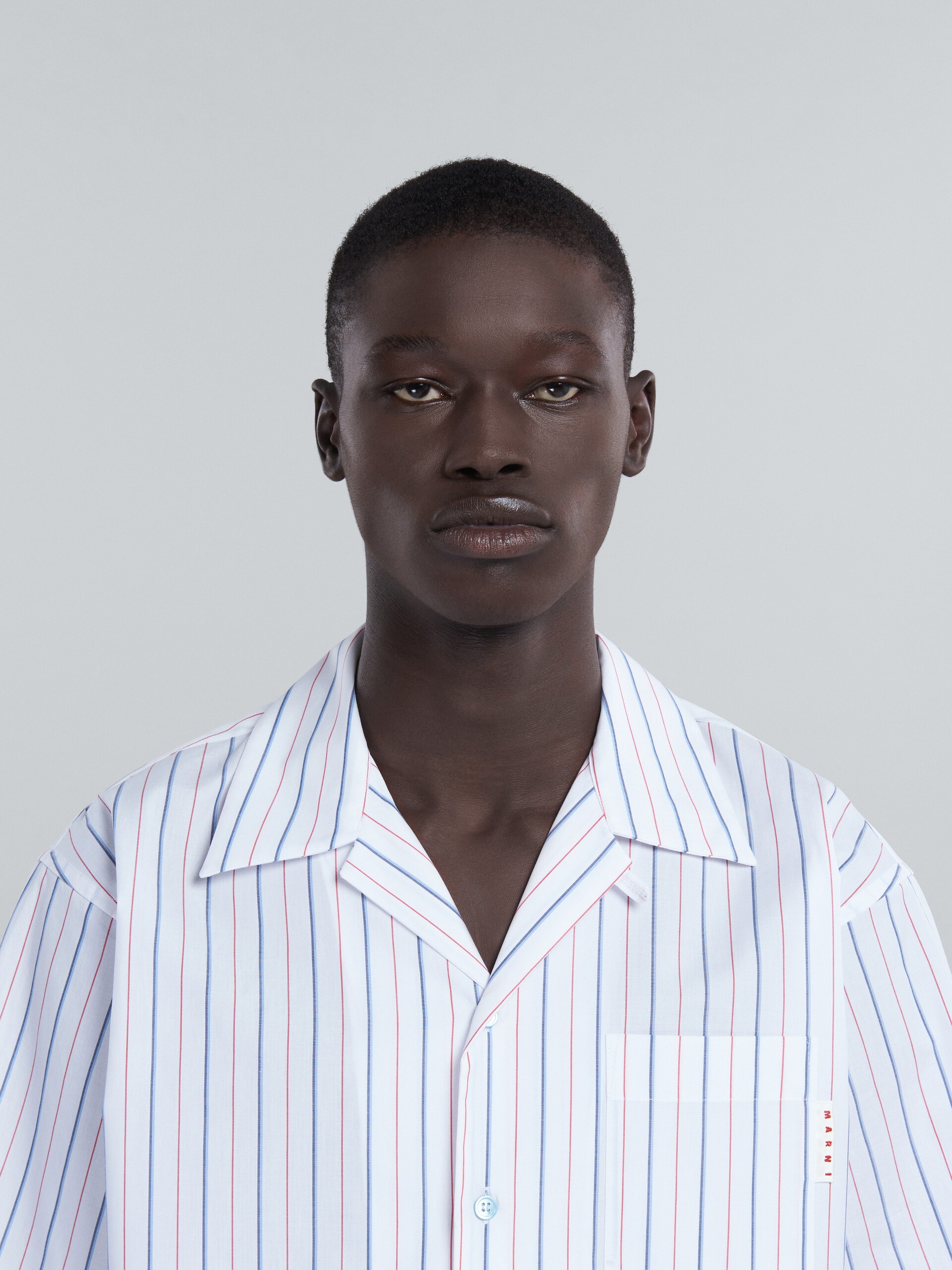 BOWLING SHIRT IN WHITE STRIPED BIO POPLIN - 4