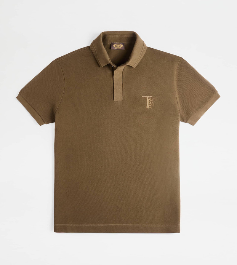 POLO SHIRT IN PIQUET - BROWN 1