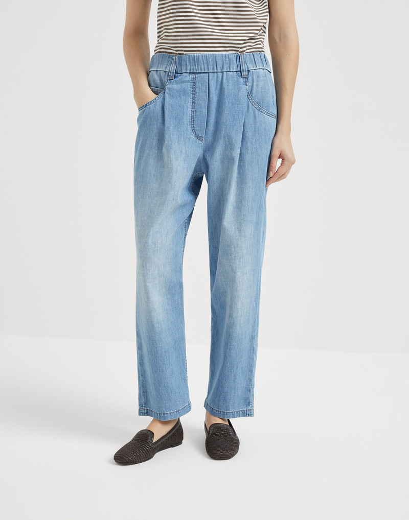 Lightweight denim five-pocket trousers 1