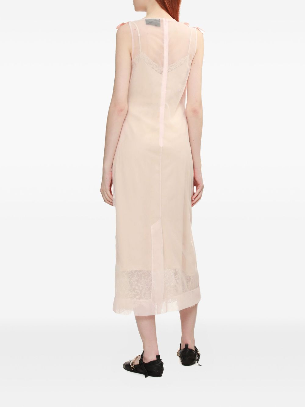 ribbon-lace midi dress - 4