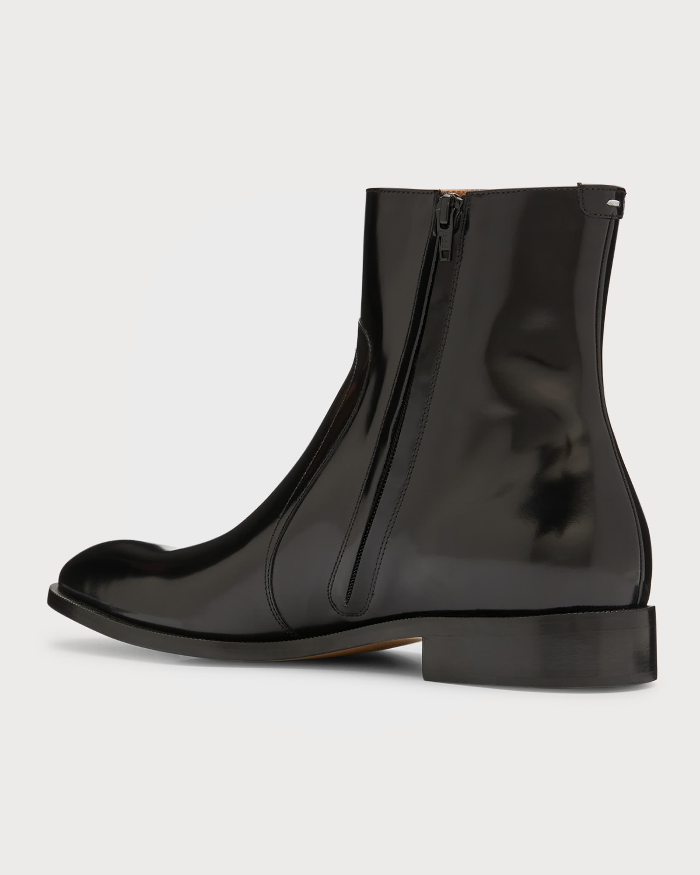 Men's Leather Zip Ankle Boots - 4