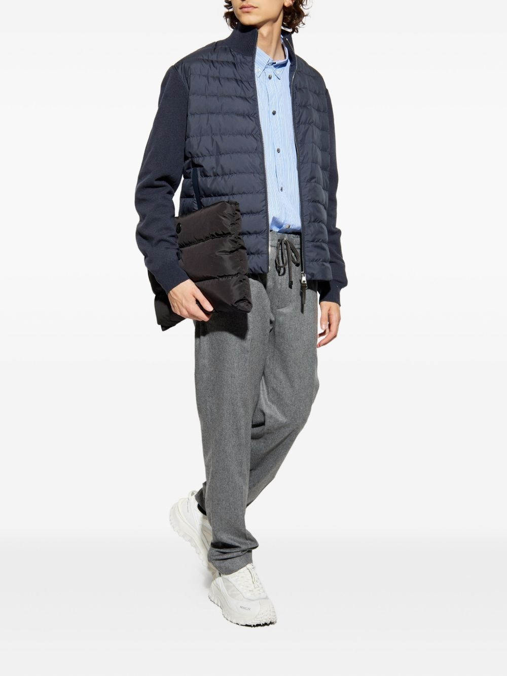 quilted knit panelled cardigan - 2