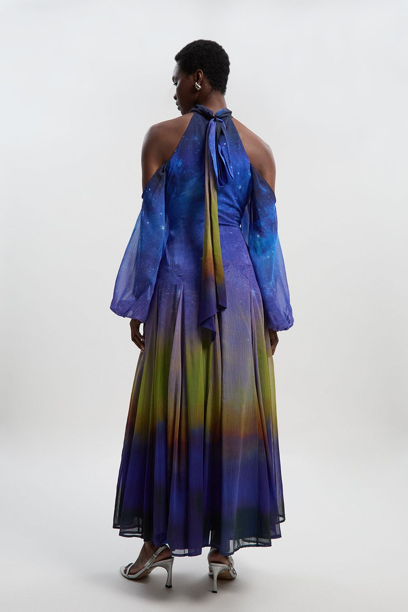 Cosmic Cold Shoulder Woven Maxi Dress 5