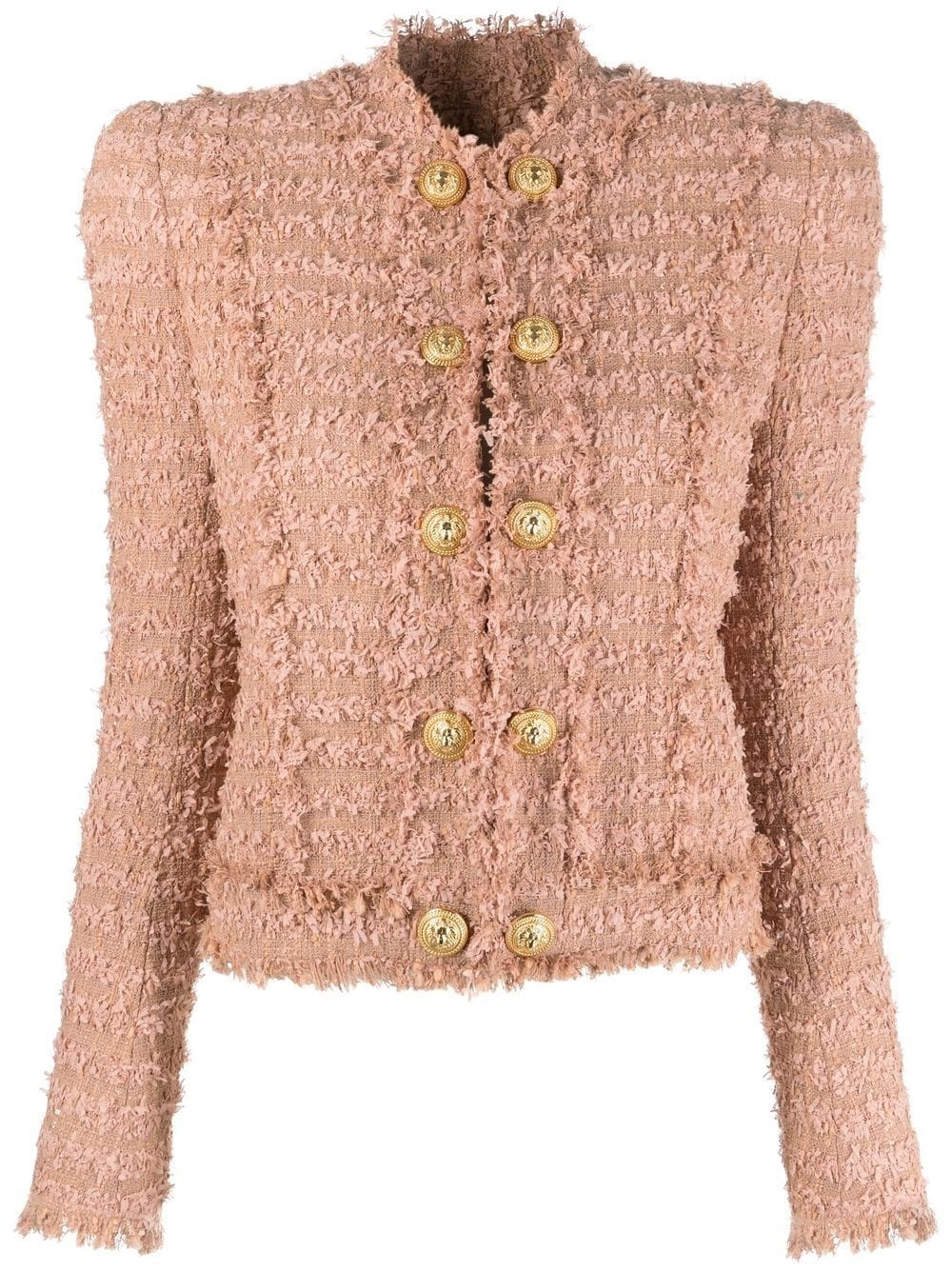 single-breasted tweed jacket - 1