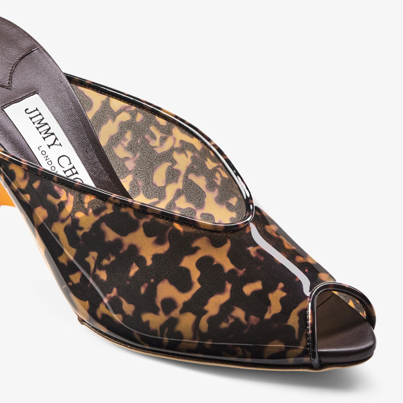 Glace Mule 80 Amber and Brown Mix Tortoiseshell TPU Sandals with Plexy Wedge 3