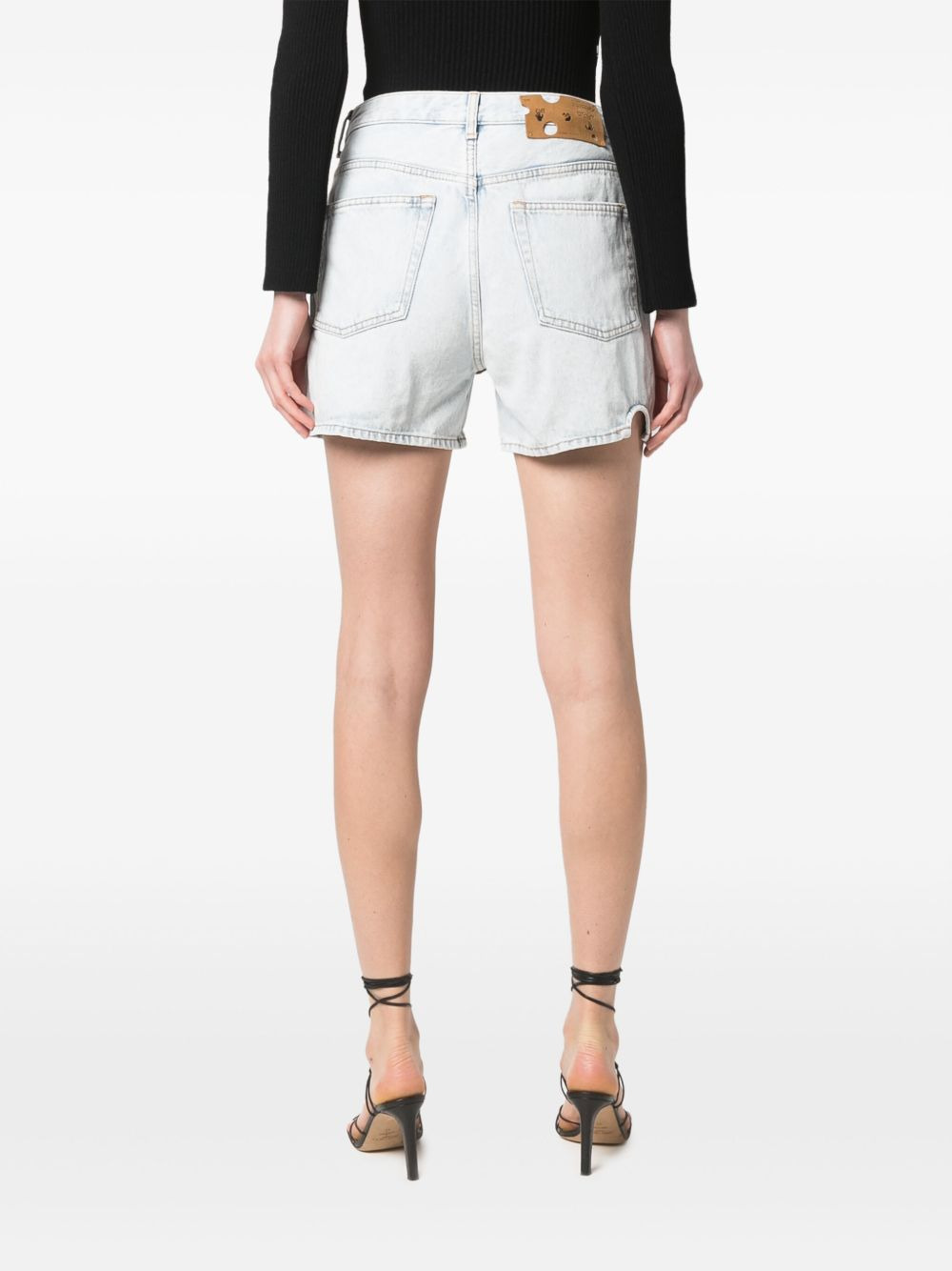 cut-out high-waisted denim shorts - 4