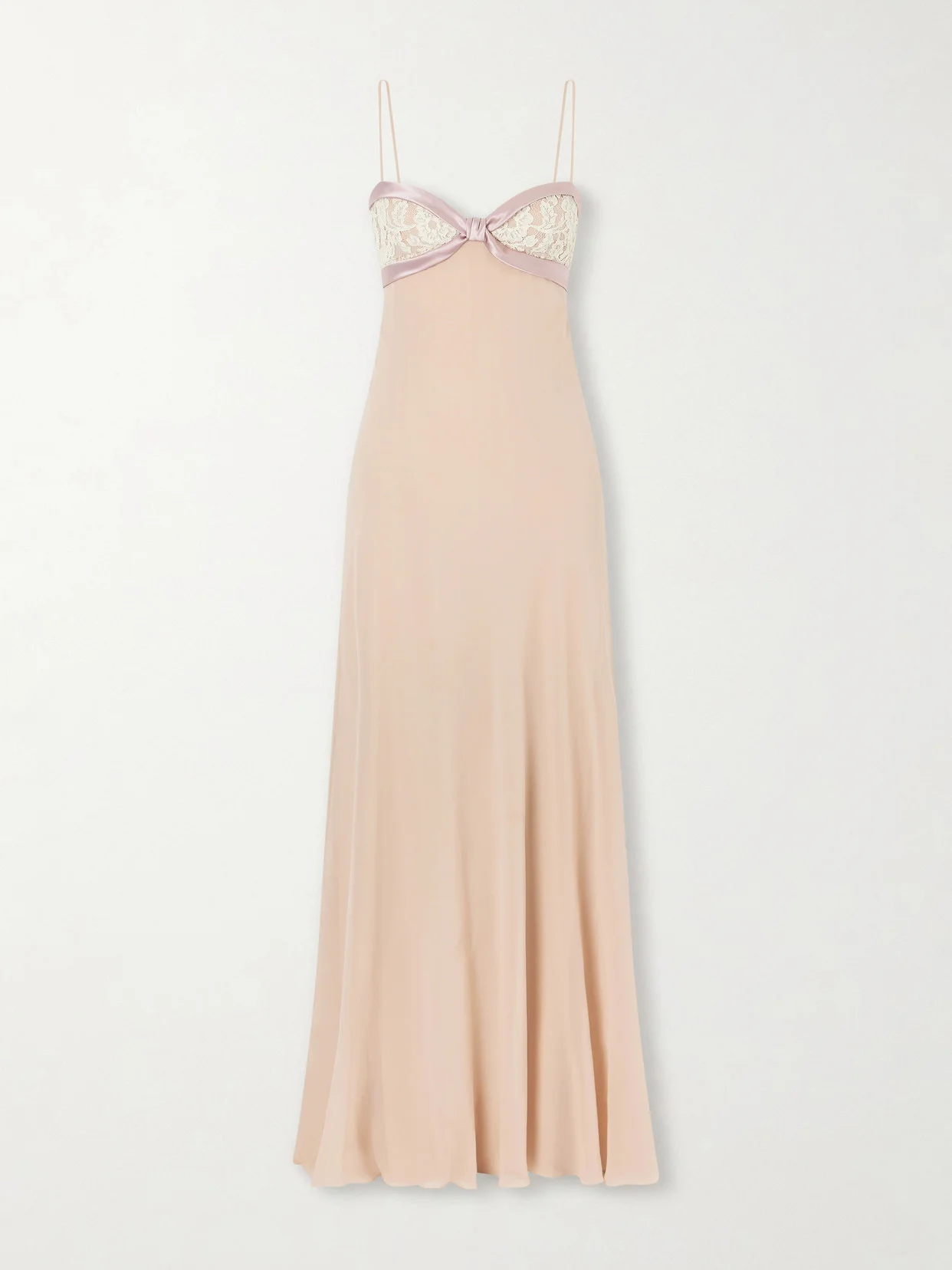 Lace- And Satin-trimmed Silk-georgette Gown - 1