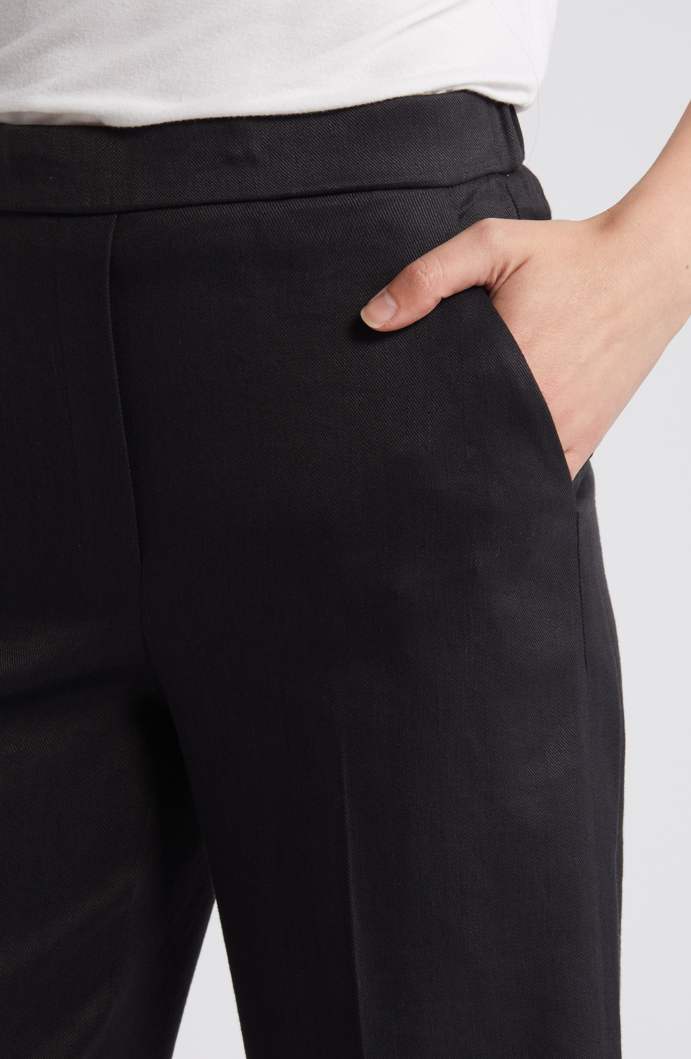 Theory Pull-On Linen Blend Wide Leg Pants in Black at Nordstrom - 4