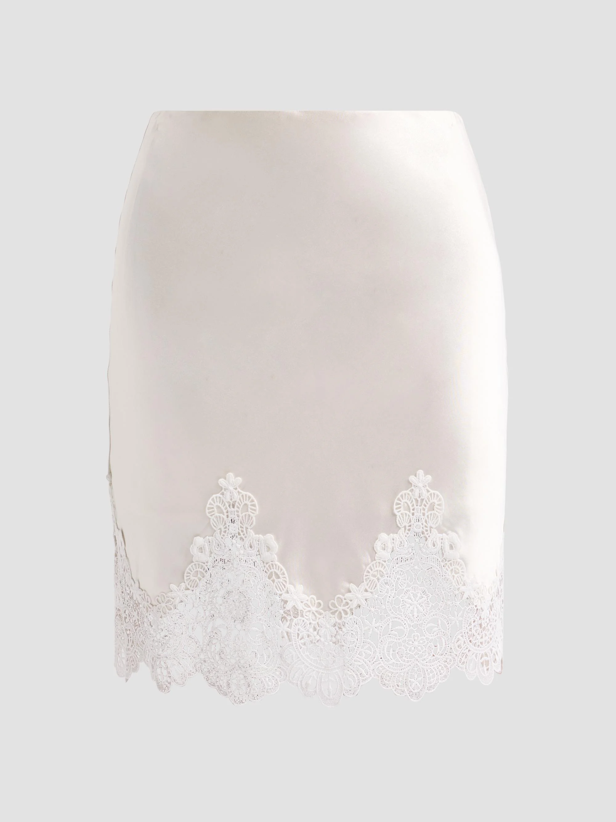 Women's Wisteria Lace Combo Liquid Satin Skirt - Off White White - 1