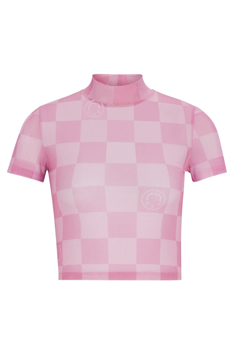 CROPPED TOP IN LOGO-PRINT STRETCH MESH 1