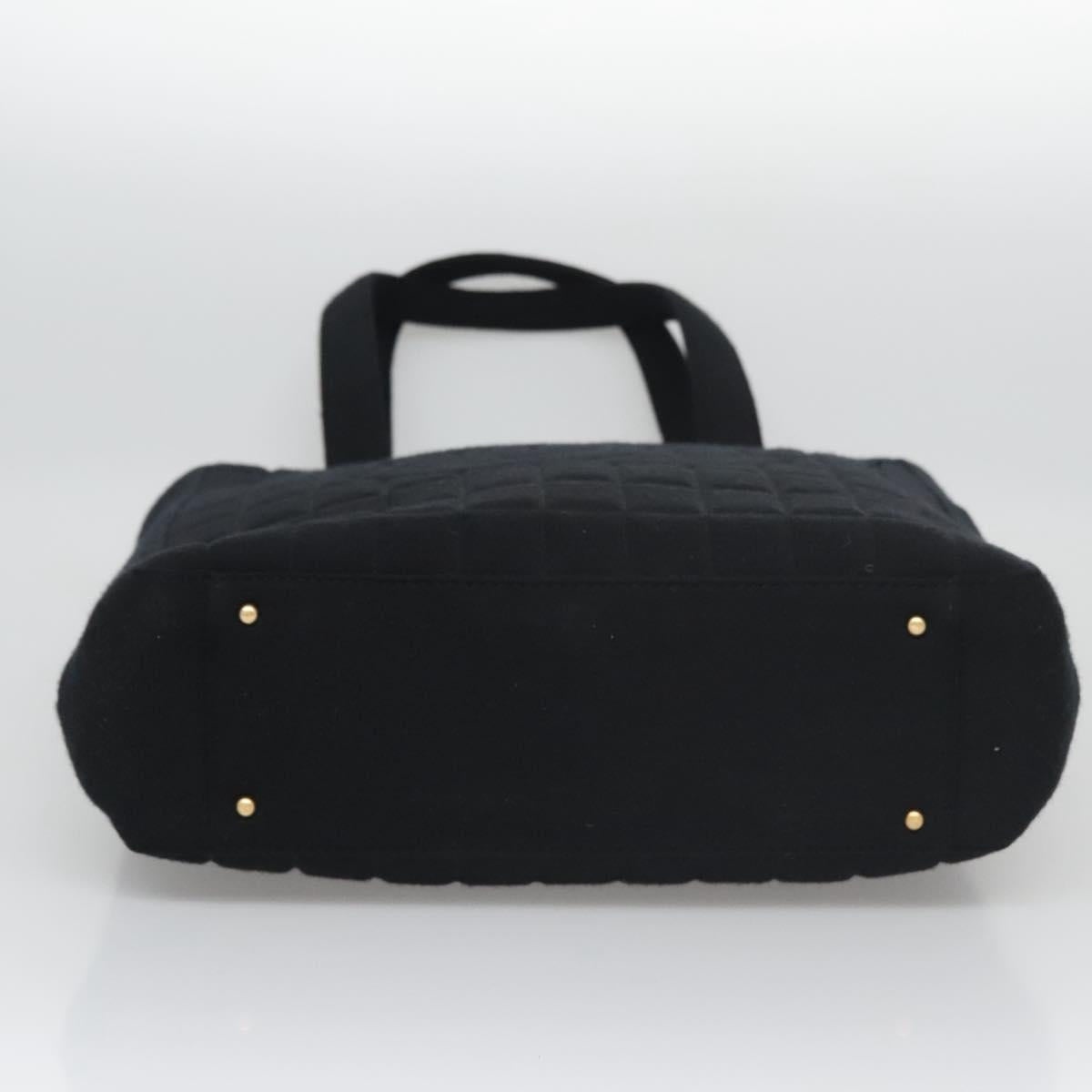 CHANEL Choco Bar Tote Bag Cotton Black CC - 6