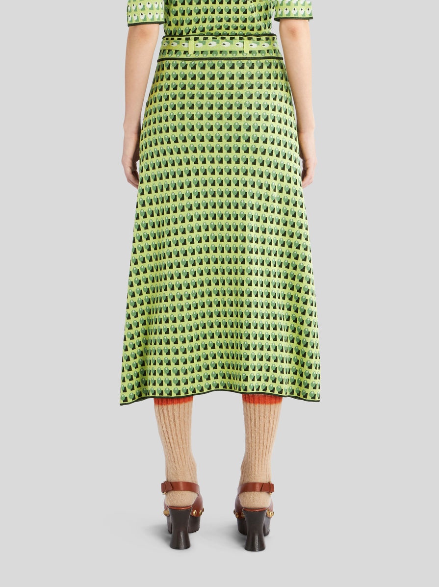 TIE PRINT PATTERN KNITTED SKIRT - 4