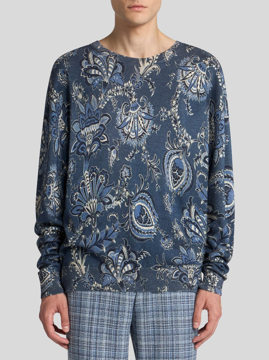 SILK AND CASHMERE SWEATER WITH MAXI FLOWERS - 2
