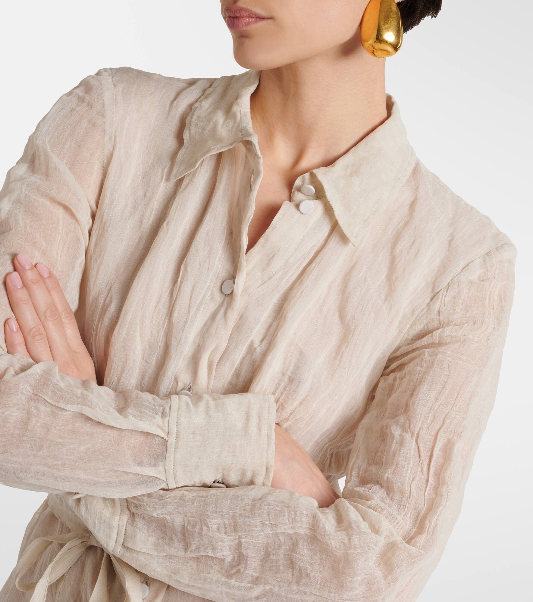 Agnes cotton and silk shirt dress - 4