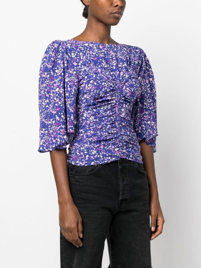 speckle-print ruched blouse - 3