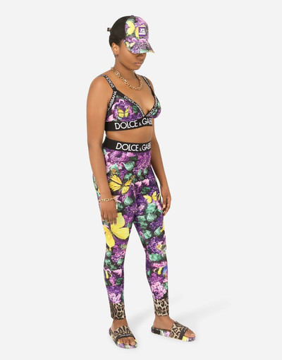 Dolce & Gabbana Butterfly-print leggings with branded elastic outlook