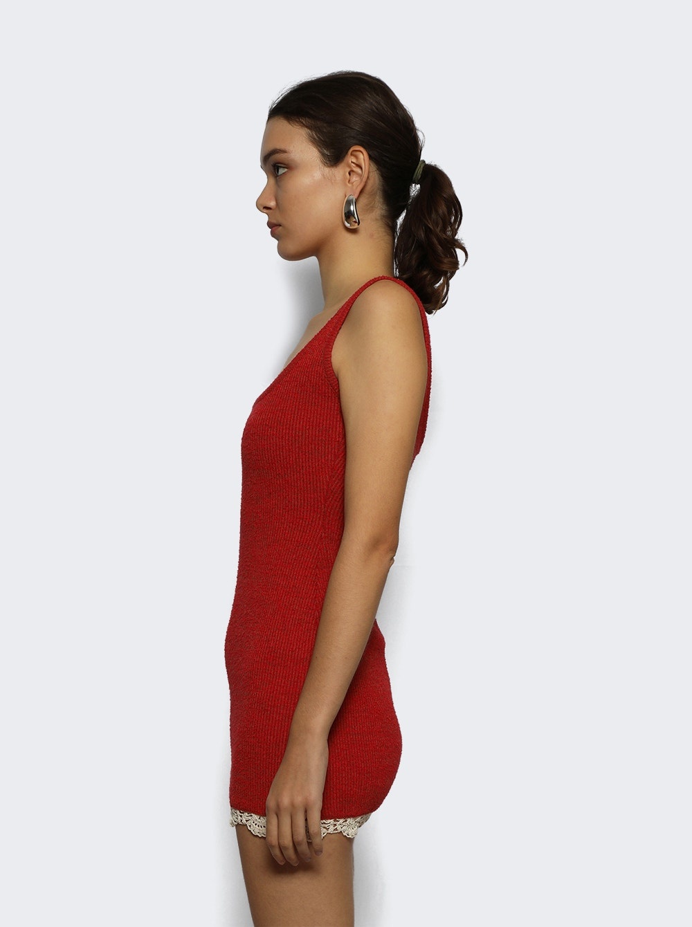 Lace Detail Mini Dress Red - 3