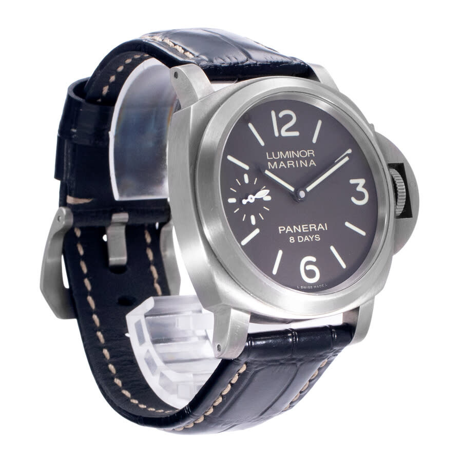 Pre-owned Panerai Luminor Marina 8 Days Hand Wind Black Dial Men's Watch PAM00564 - 6