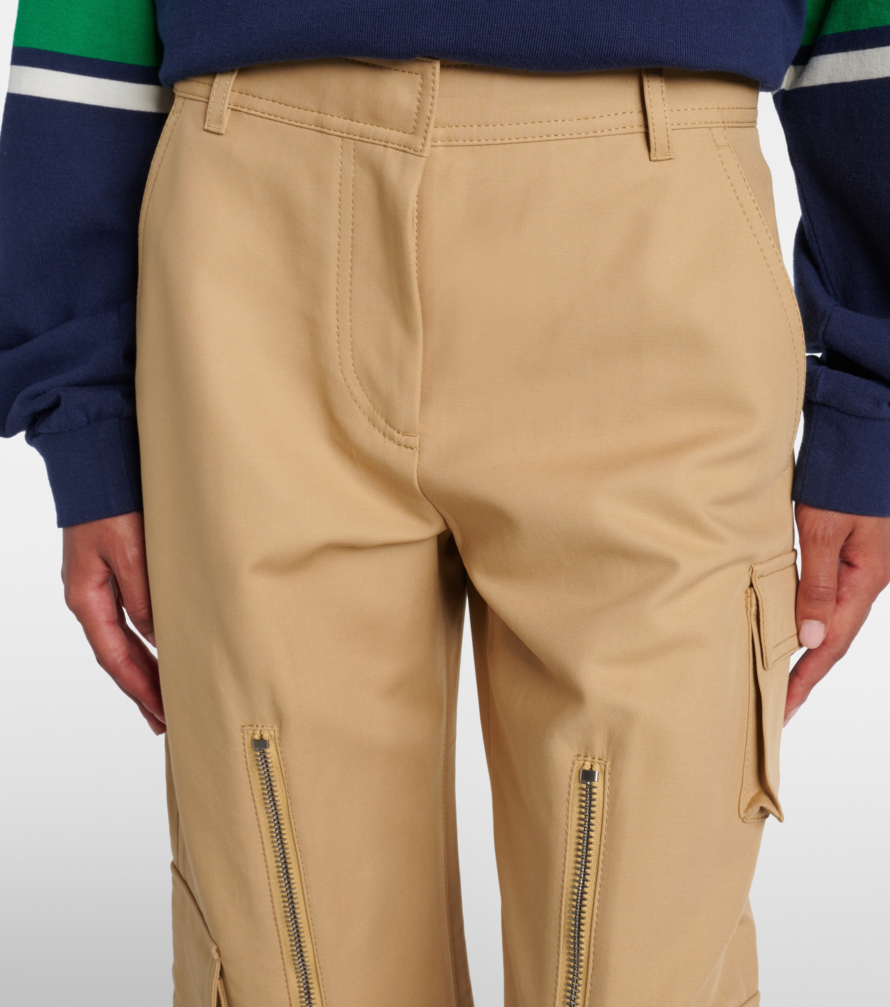 Layered mid-rise cotton satin pants - 4