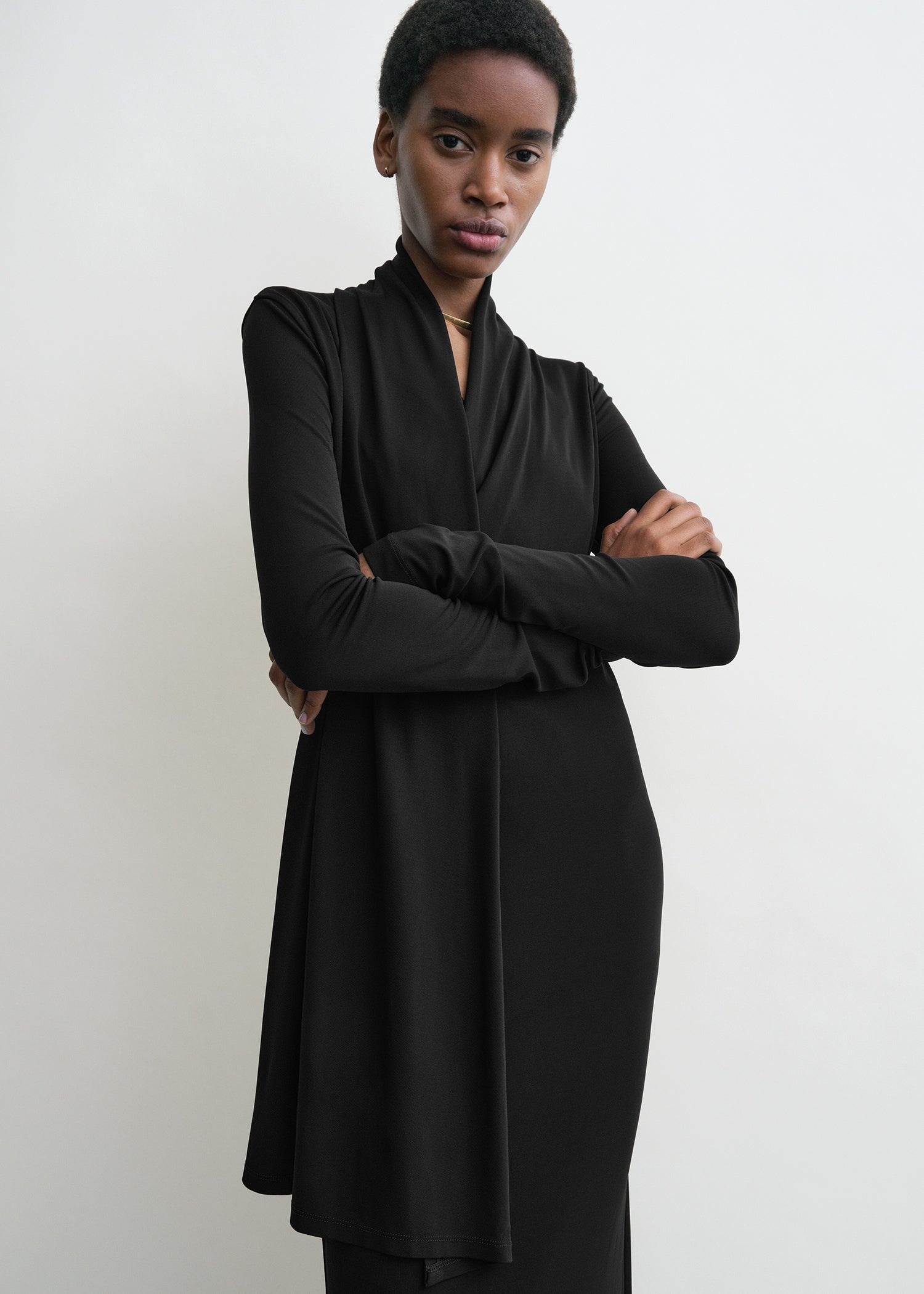 Overlapped jersey dress black - 5