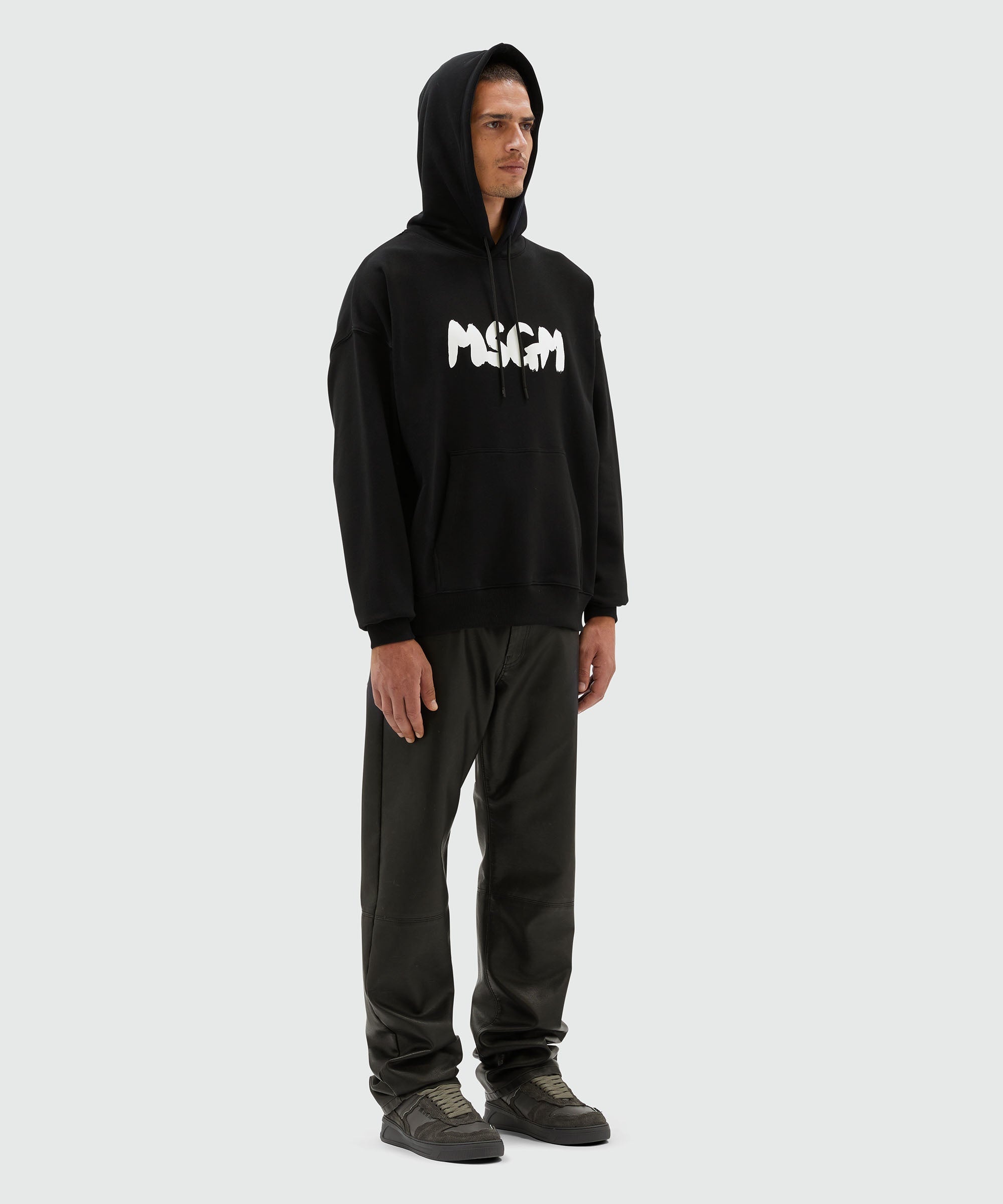 Black jersey sweatshirt with brushstroke logo - 4