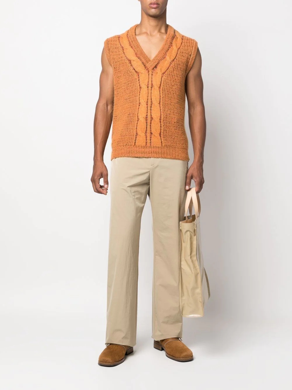 cable-knit v-neck vest - 2