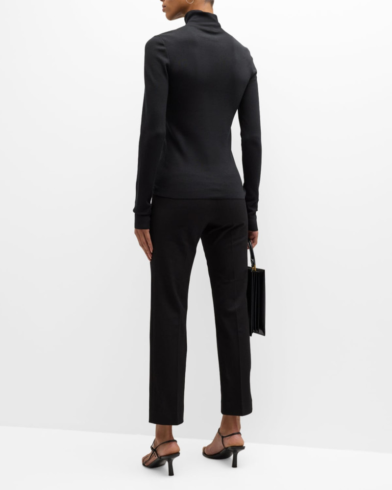 Long-Sleeve Stretch Silk Turtleneck Pullover 6
