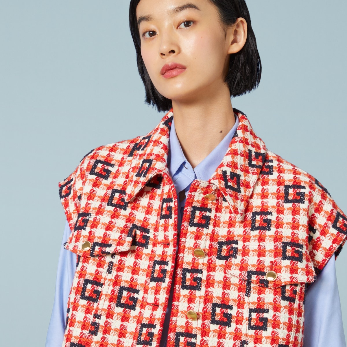 Cotton tweed Square G vest - 3
