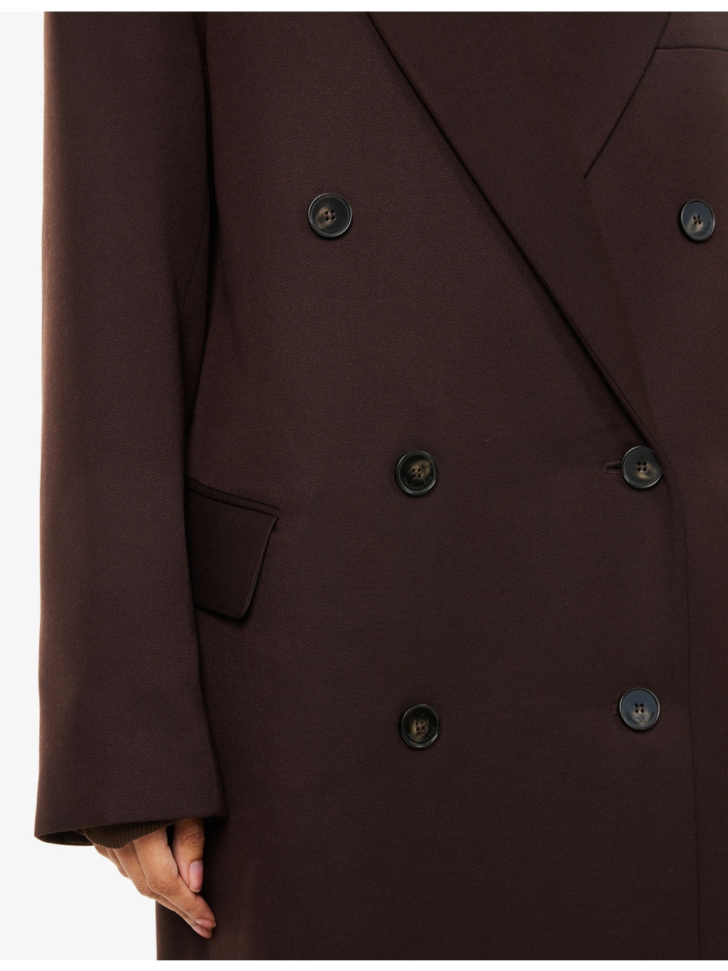 Jane Double-Breasted Woven Long Coat - 5