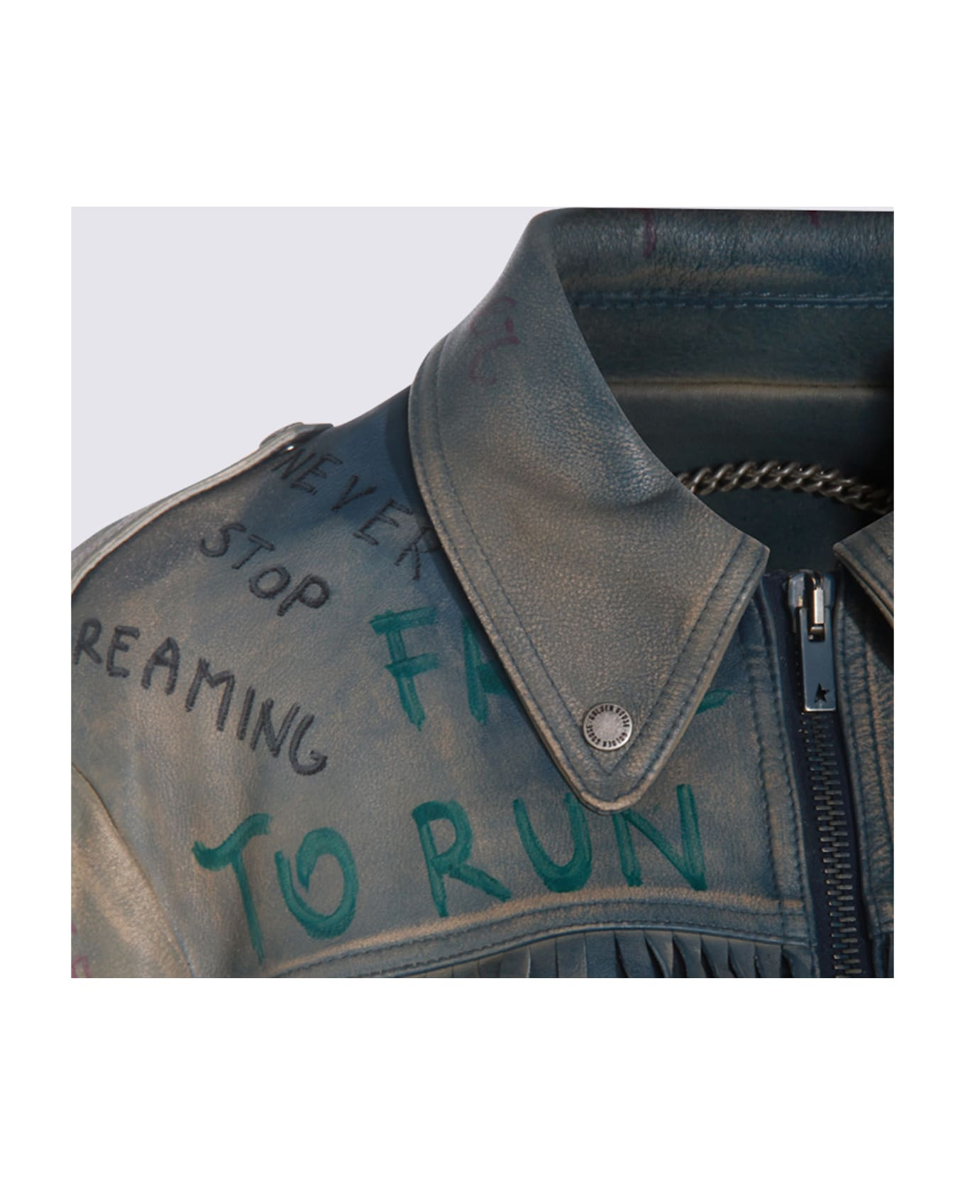Light Blue Leather Jacket - 3