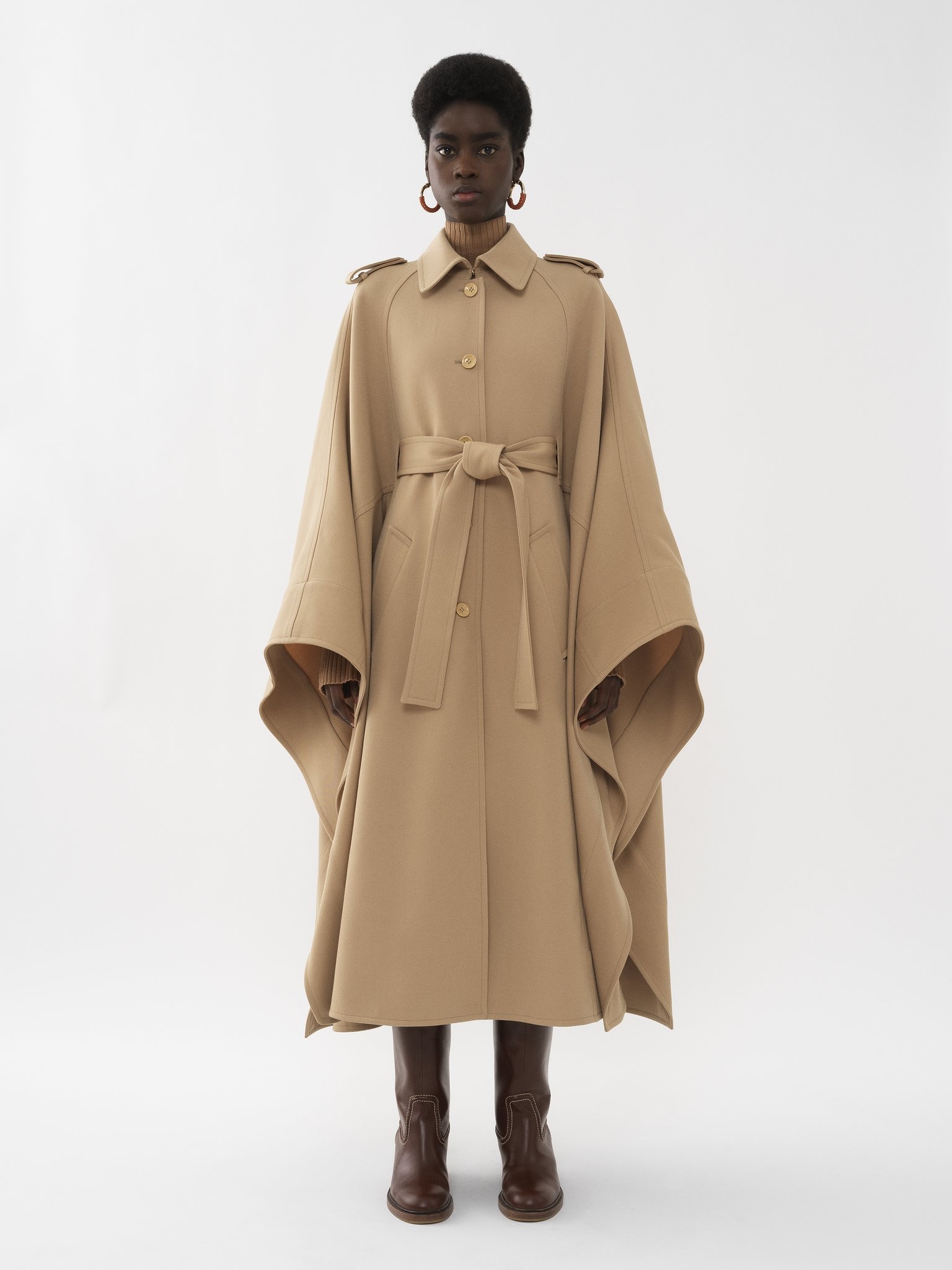 BELTED LONG CAPE - 2