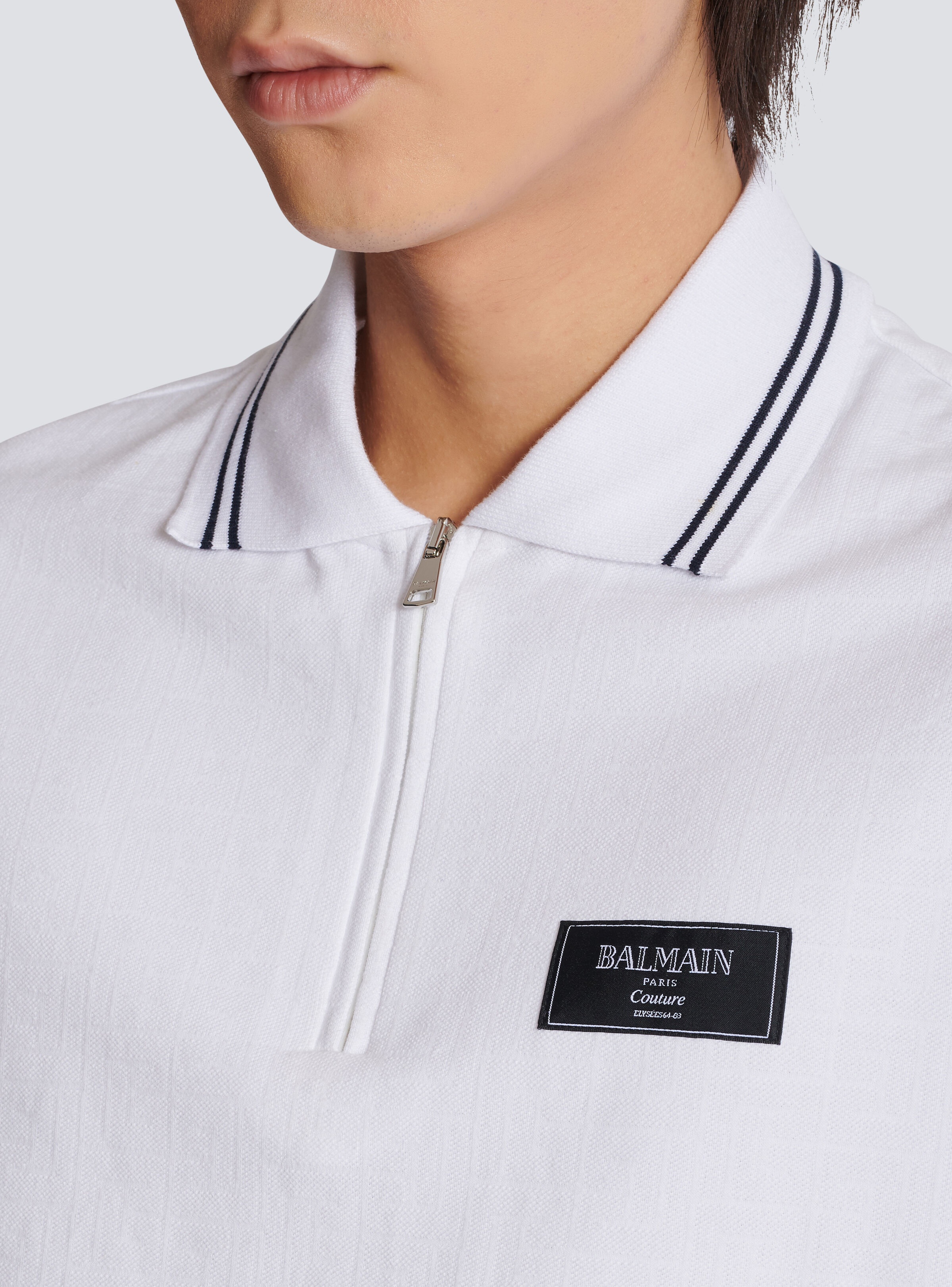 Monogrammed polo shirt with Balmain Couture label - 8