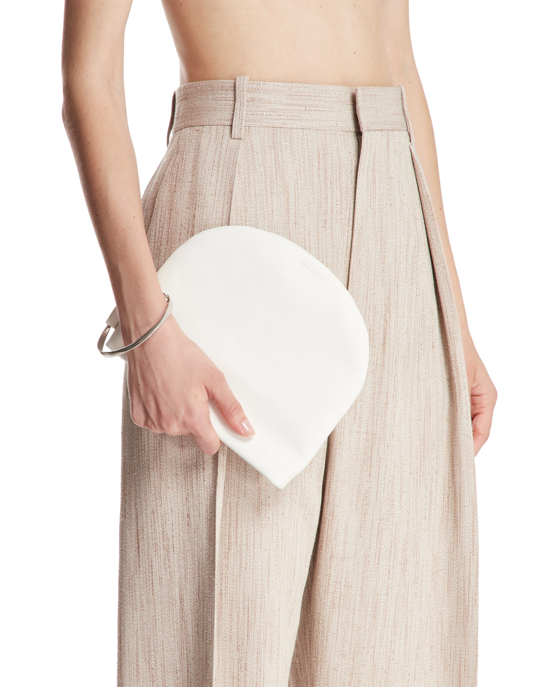 White Geo Leather Clutch - 4