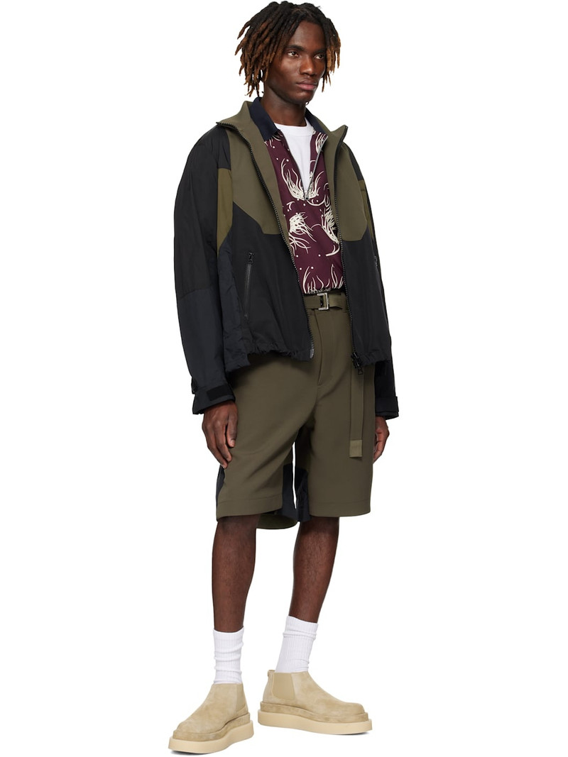sacai Khaki & Navy Matelasse Twill Mix Jacket outlook