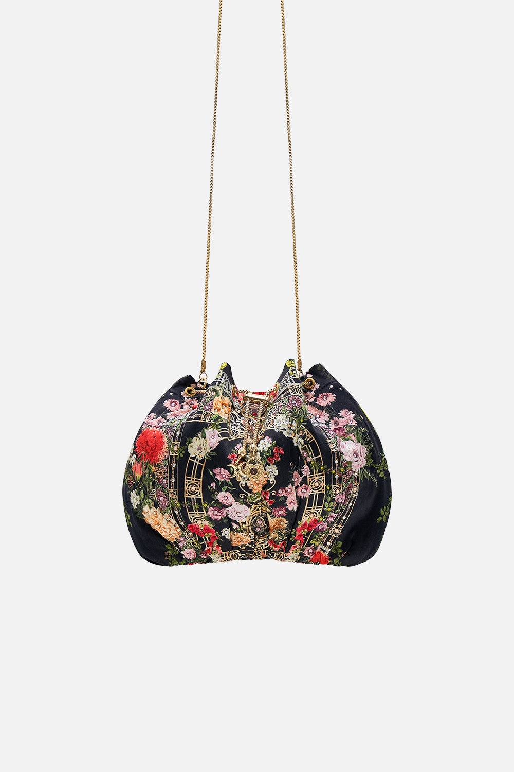 DRAWSTRING POUCH WITH CHAIN STRAP - 1