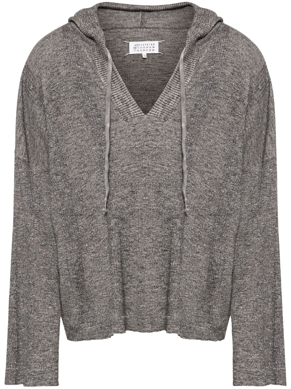 V-neck knitted hoodie - 1