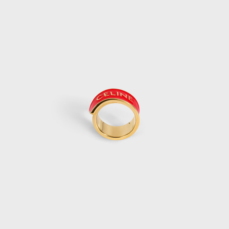 CELINE RIBBON RING IN ENAMEL AND BRASS WITH GOLD FINISH 1