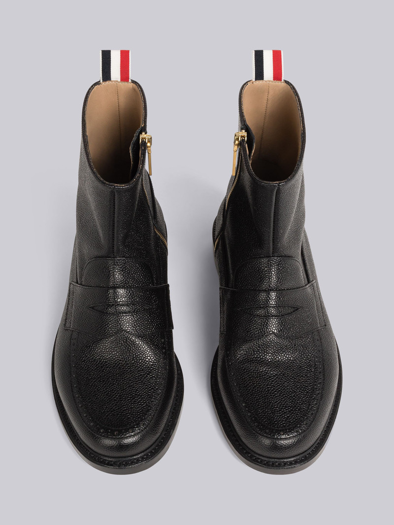 Pebble Grain Leather Penny Loafer Ankle Boot 4