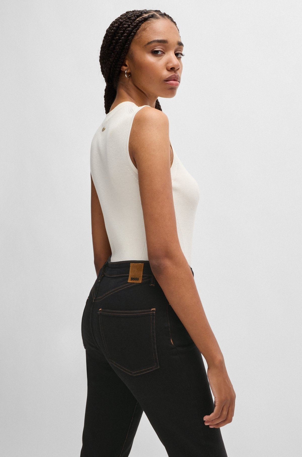 SLIM-FIT JEANS IN BLACK STRETCH DENIM - 5