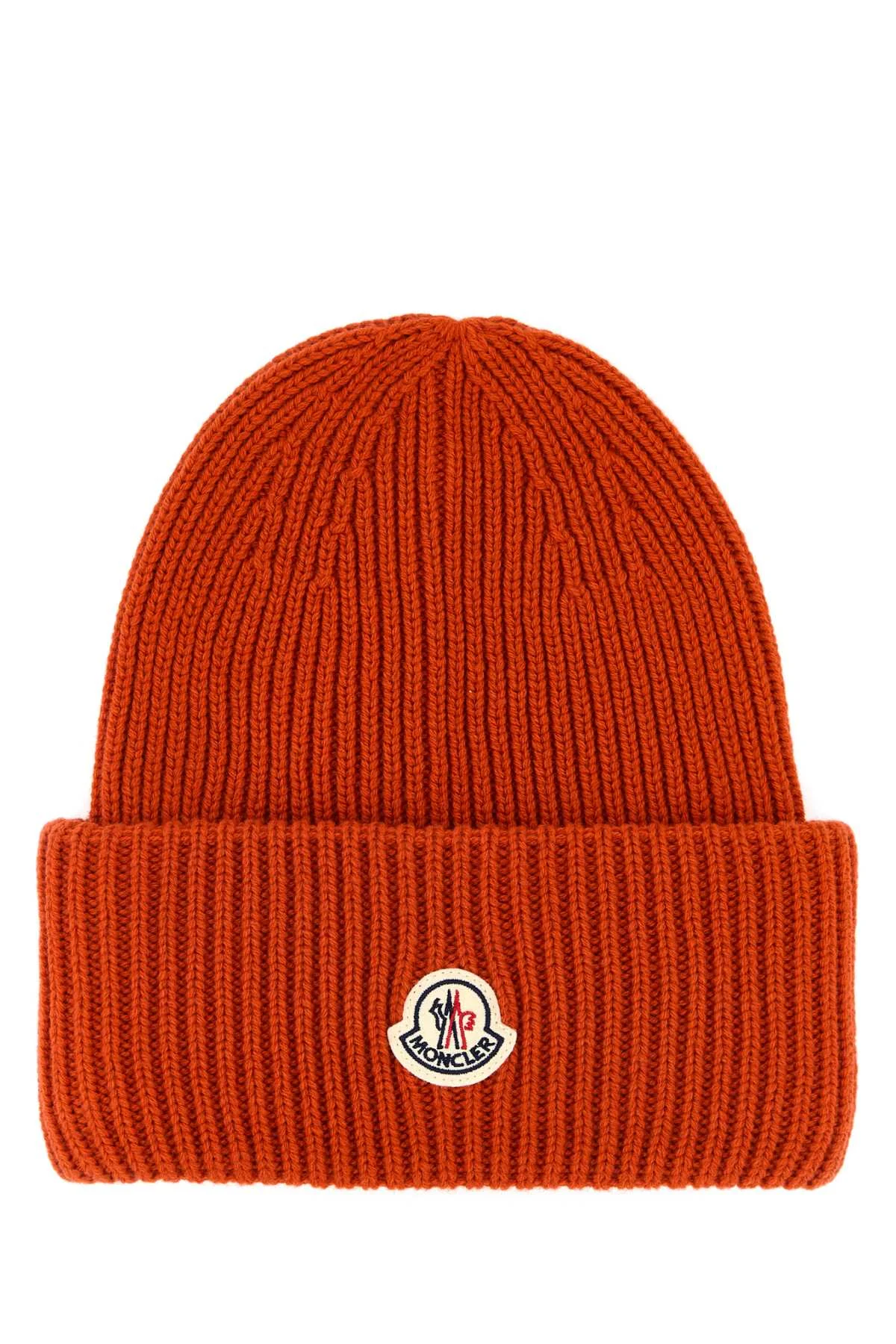 Moncler Men Orange Wool Blend Beanie Hat - 1
